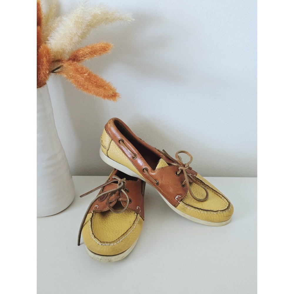 Vintage Dooney &‎ Bourke Leather Loafers Flats Boat Lace Shoes Sz 7.5M Women's